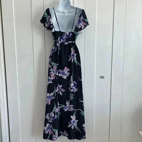 YUMI KIM Small Orchid Bliss Silk Wrap Endless Love Maxi Dress Cold Shoulder - Picture 4 of 8